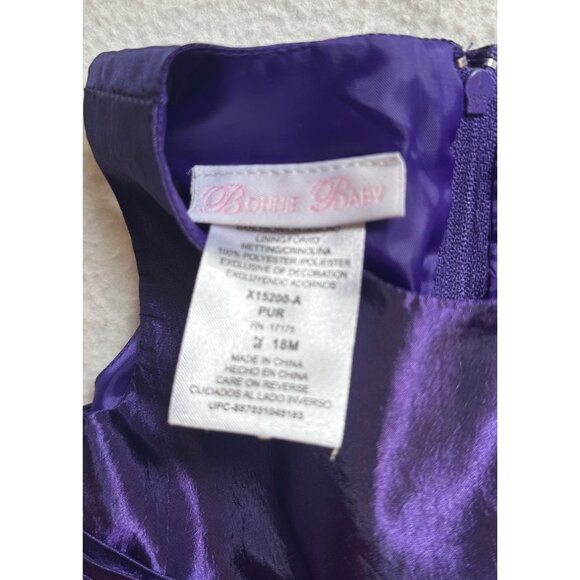 Bonnie Baby  Sz 12 Month Purple Sleeveless Rosette Dress With Bow Accent & Full - Picture 3 of 10